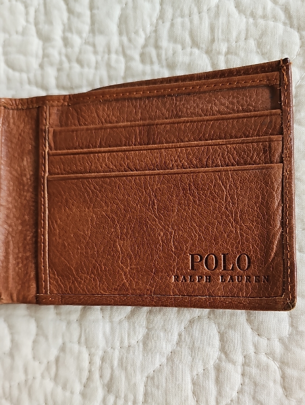 🟫HP🟫Vintage Polo Ralph Lauren Men's Pebbled Leather Bifold Wallet Pony Logo - Picture 3 of 11